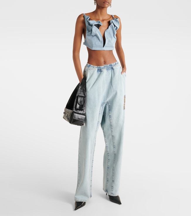 Y/Project Ruffled denim bra top
