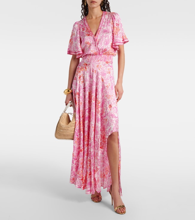 Poupette St Barth Mabelle floral satin maxi dress