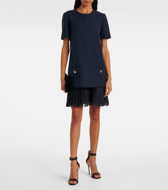 Oscar de la Renta Tweed and lace minidress
