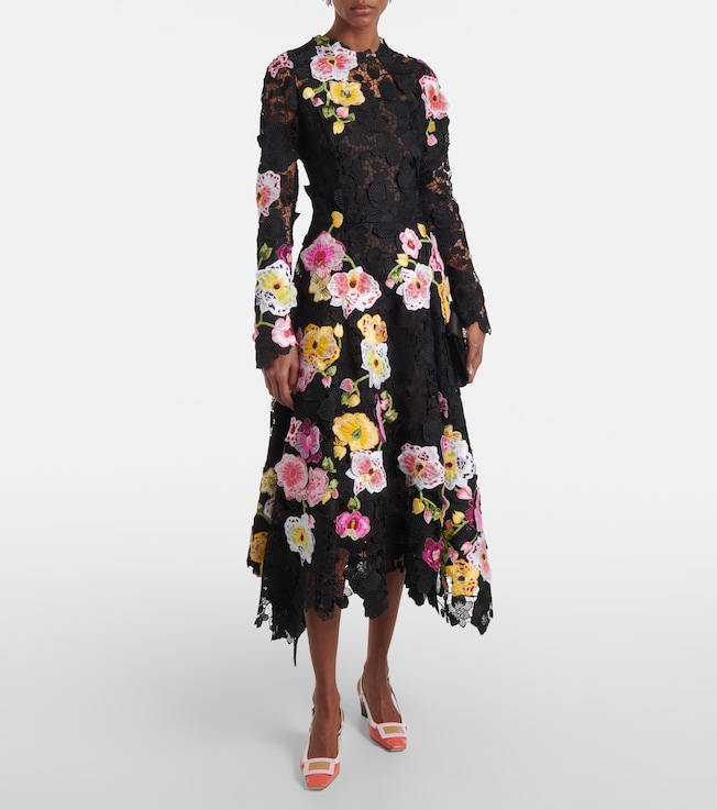 Oscar de la Renta Floral guipure gown