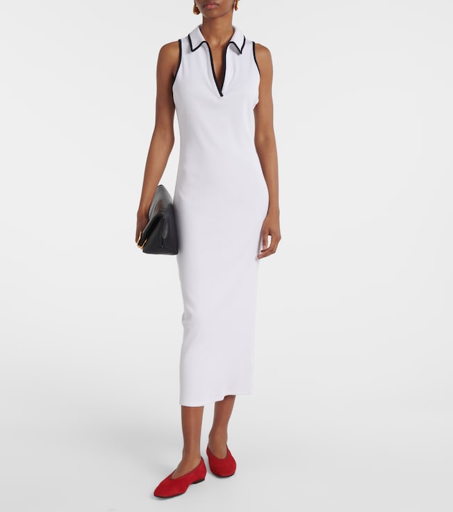 Veronica Beard Darien ribbed-knit cotton-blend polo dress