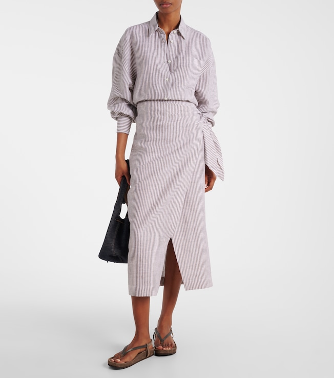 Brunello Cucinelli Monili striped linen shirt