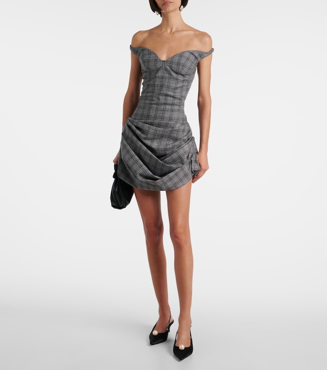 Magda Butrym Ruched off-shoulder wool-blend bustier dress