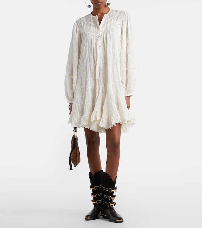 Isabel Marant Zame embroidered cotton and silk minidress