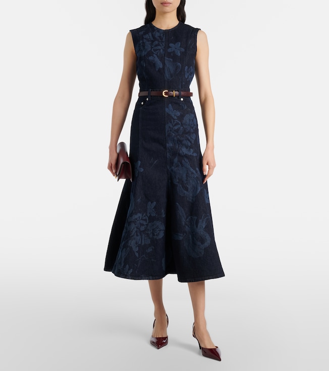 Erdem Floral denim midi dress