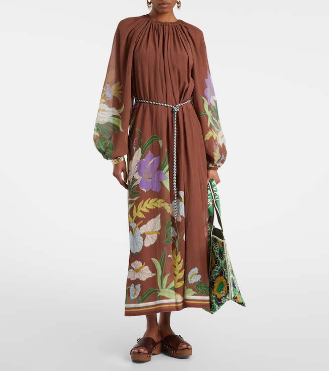 Alémais Alfie gathered cotton and silk midi dress