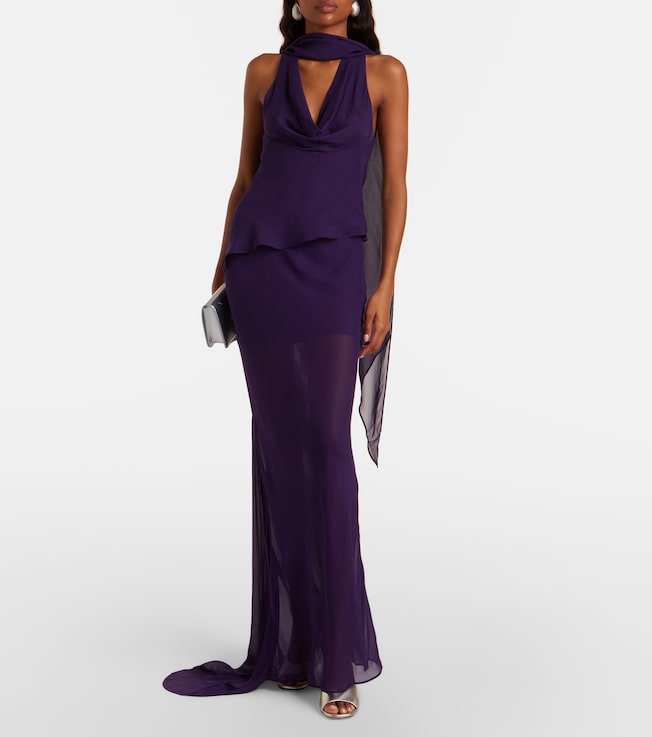 DE LA VALI Diosa draped georgette top