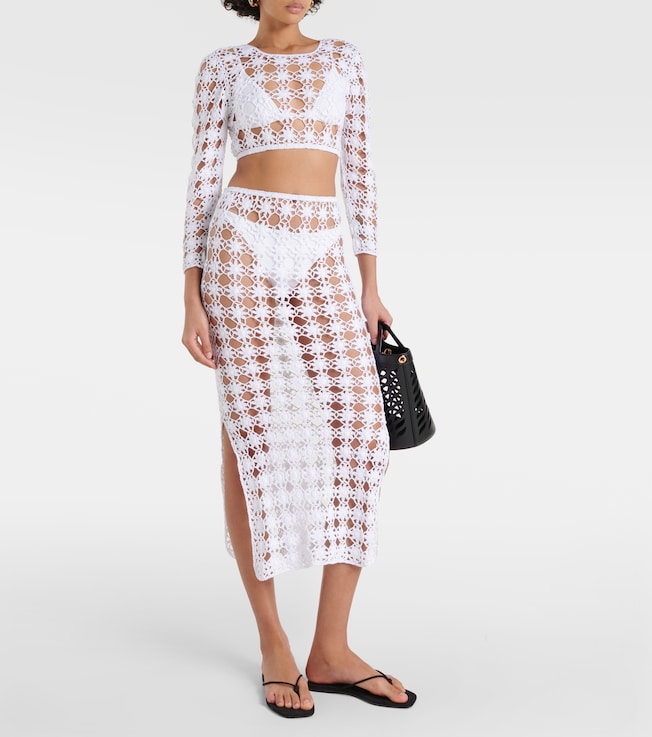 Anna Kosturova Rosette crochet cotton midi skirt