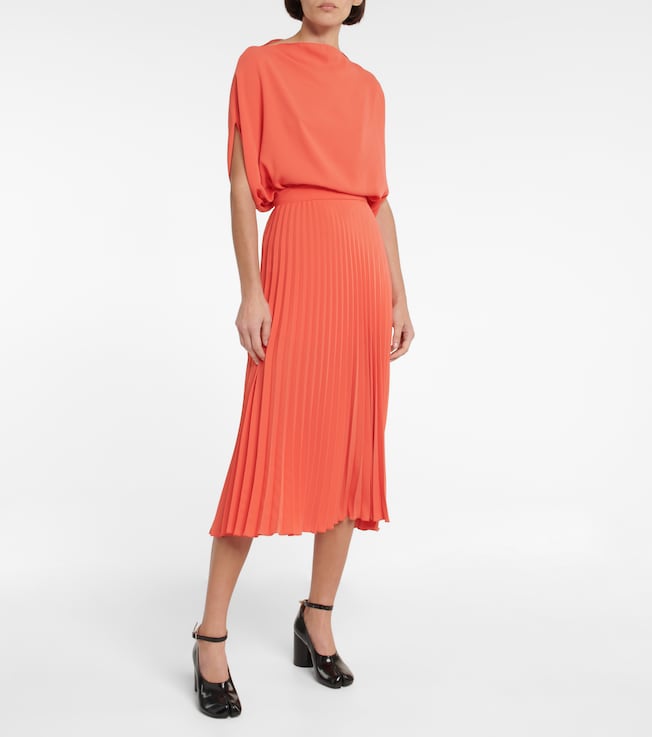 MM6 Maison Margiela Pleated crêpe midi skirt
