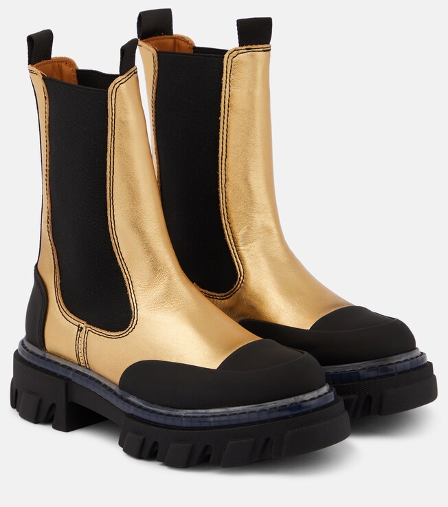 GANNI Metallic leather Chelsea boots