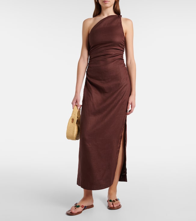 Faithfull Jomana one-shoulder linen midi dress