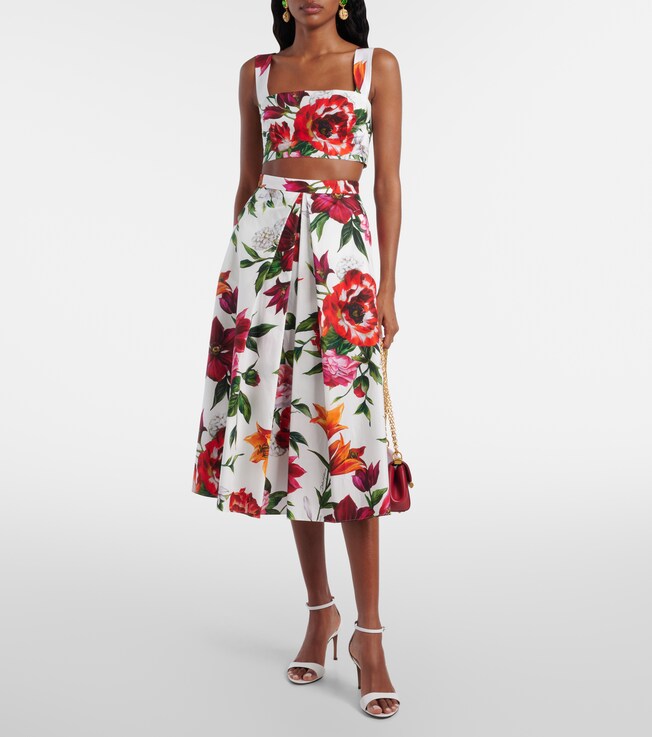 Dolce&Gabbana Floral cotton poplin bra top