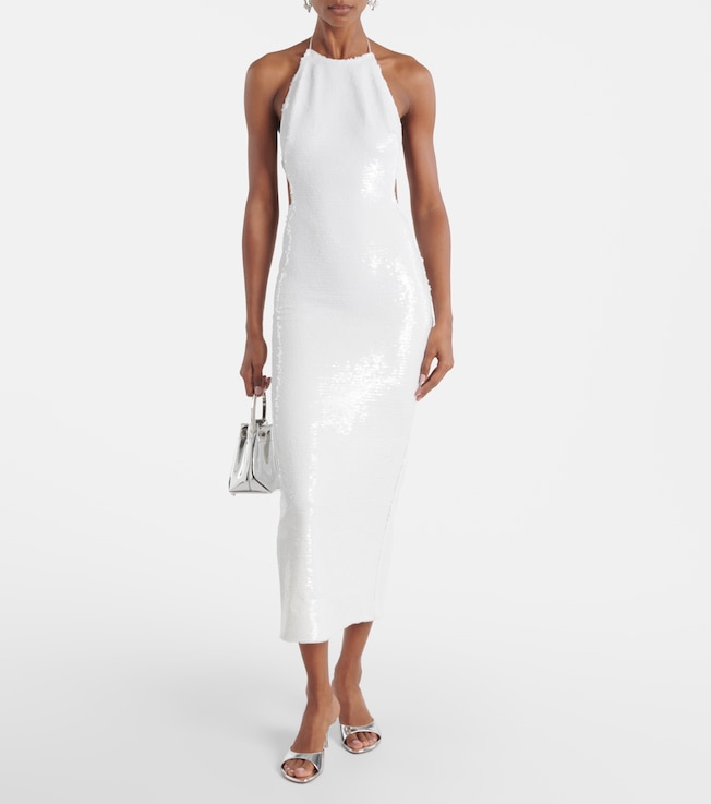 The New Arrivals Ilkyaz Ozel Cindy sequined halterneck midi dress