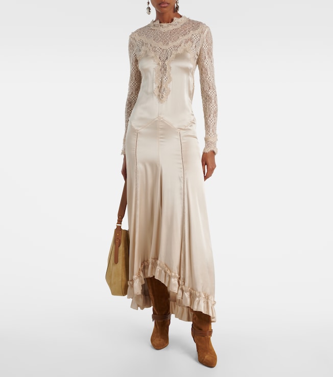 Isabel Marant Dolores lace-trimmed silk-blend satin gown