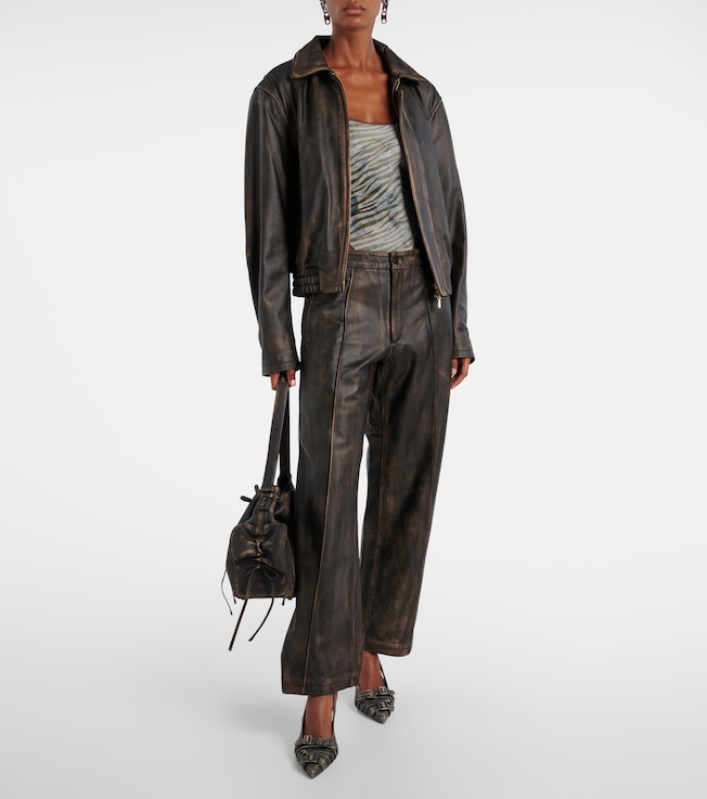 Jacques Wei High-rise leather wide-leg pants