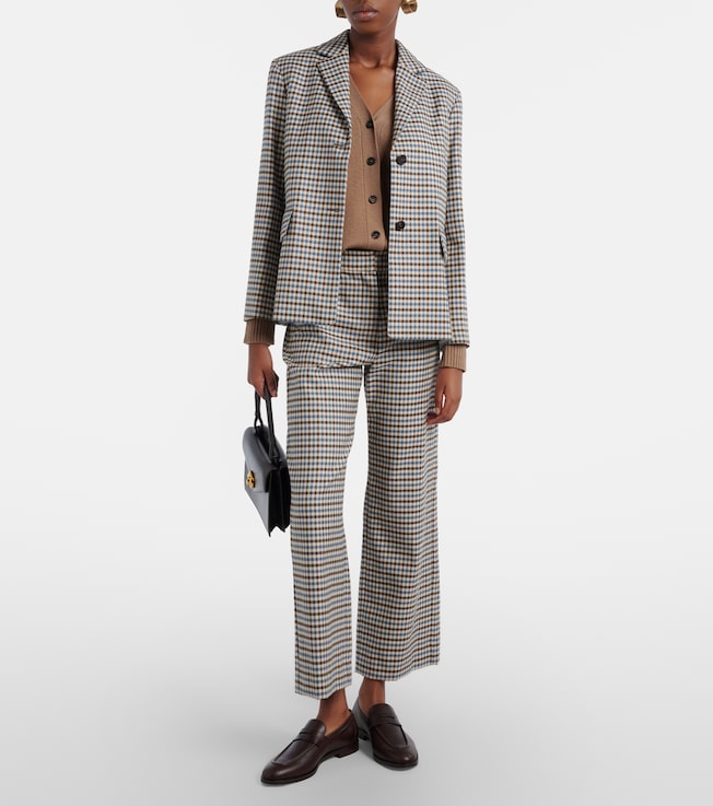 S Max Mara Nadia checked wool and cotton blazer