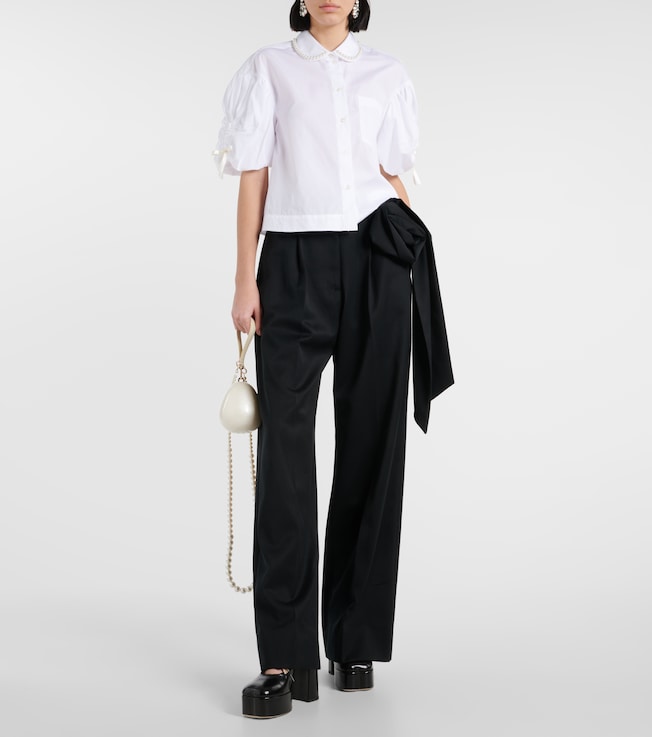 Simone Rocha Floral-appliqué straight pants
