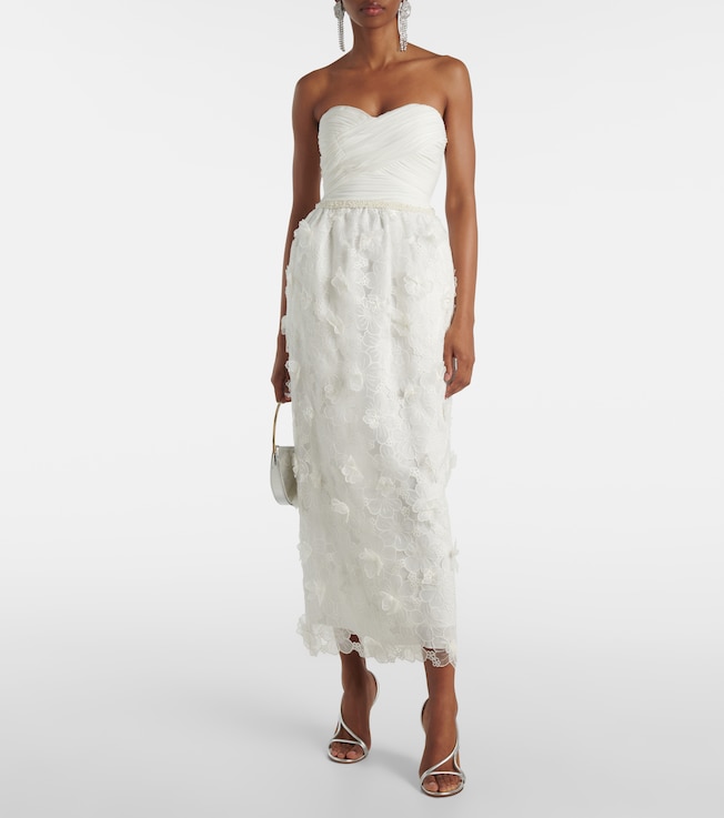 self-portrait Bridal floral-appliqué organza gown