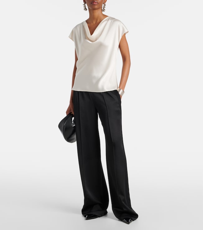 Vince Draped silk satin top