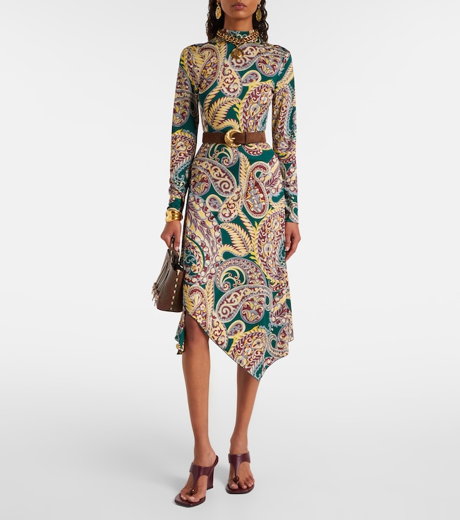 Etro Paisley asymmetric midi dress