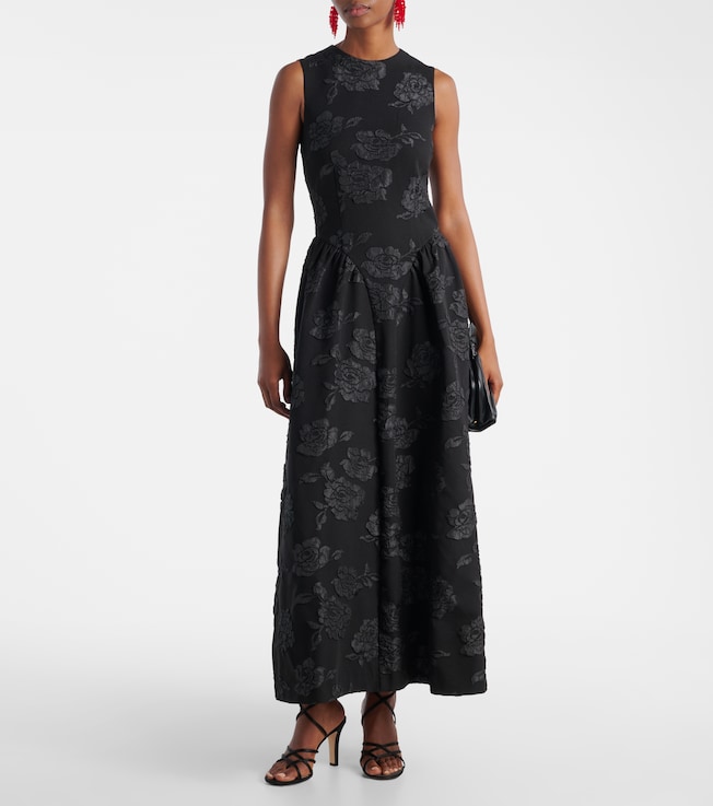 Rotate Floral jacquard midi dress