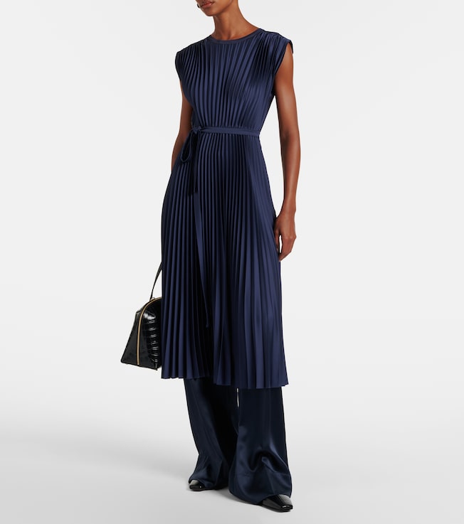 JOSEPH Volta plissé belted crêpe midi dress