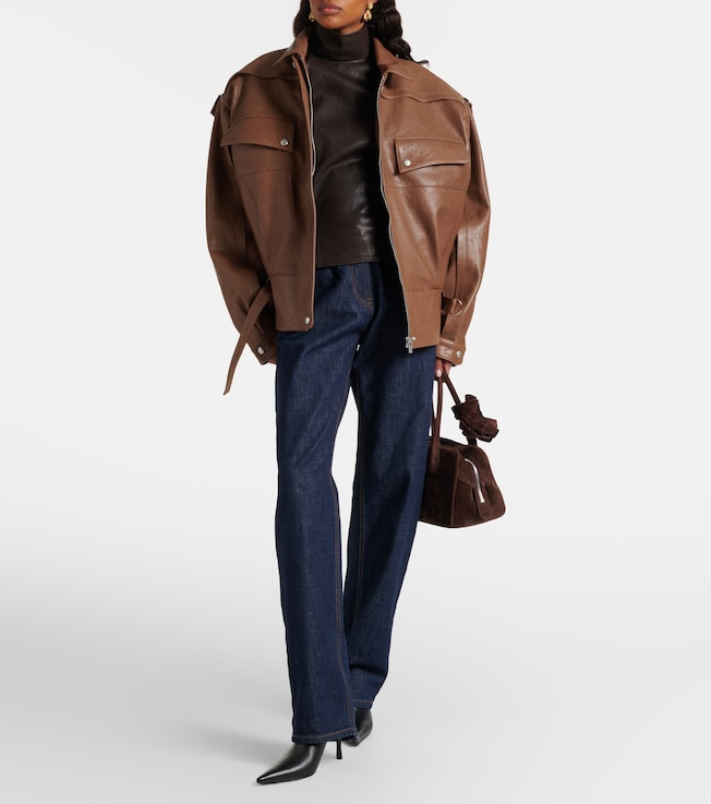 Magda Butrym Belted oversized leather jacket