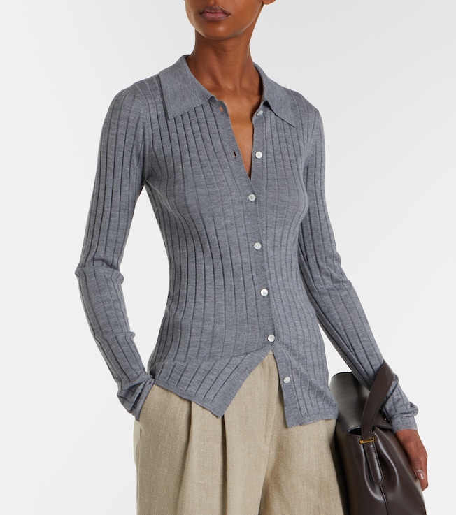 TOTEME Ribbed-knit cashmere and silk cardigan