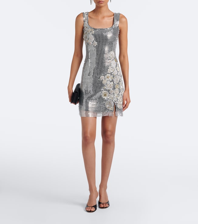 LA FUORI Shell sequined chainmail minidress