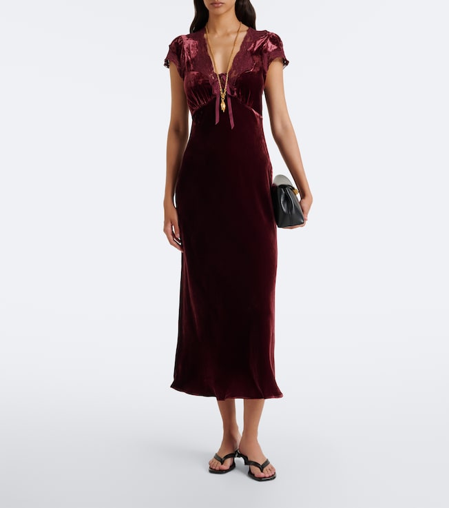 RIXO Rixo Amari lace-trimmed velvet midi dress
