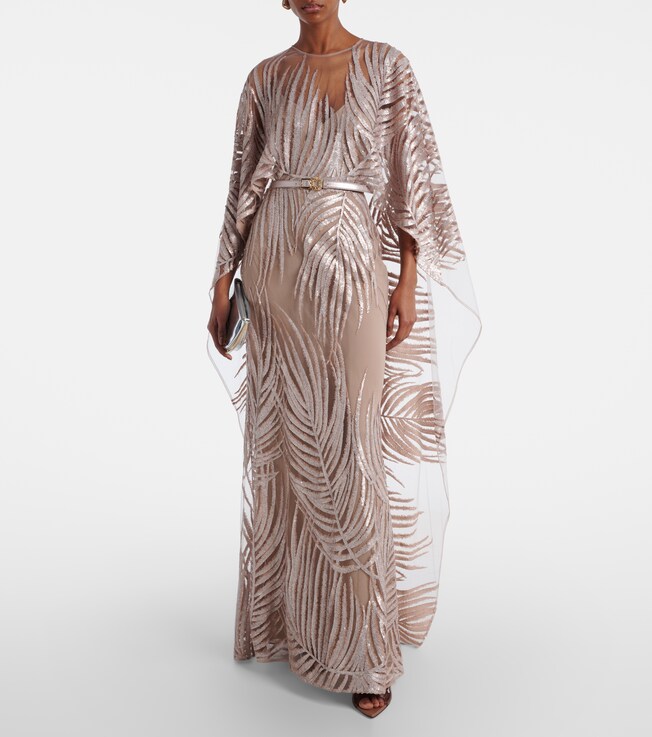 Elie Saab Embroidered sheer tulle gown