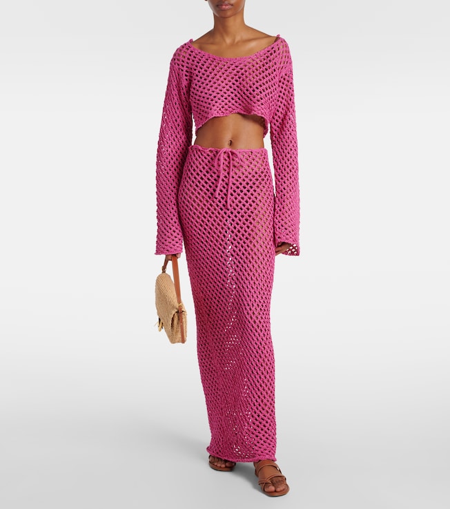 Bananhot Magen crochet cotton-blend maxi skirt