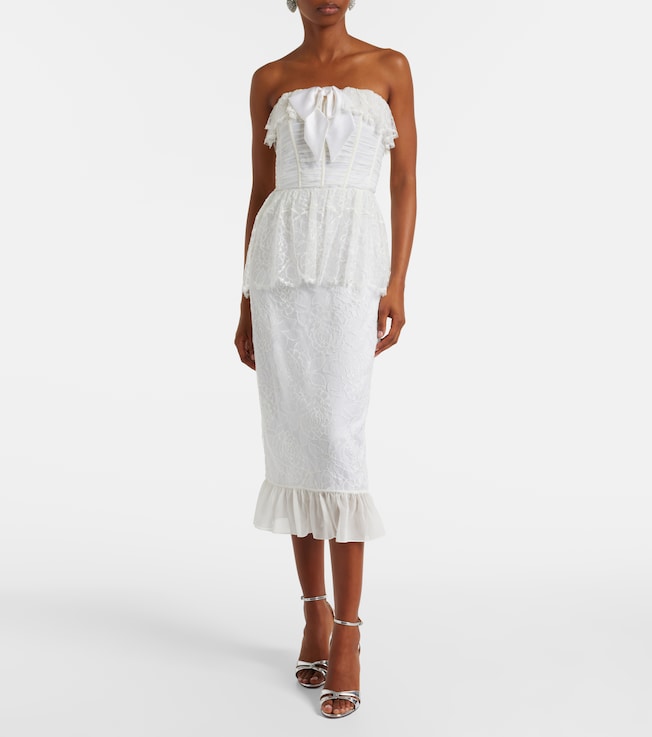 Alessandra Rich Lace and silk georgette bustier dress