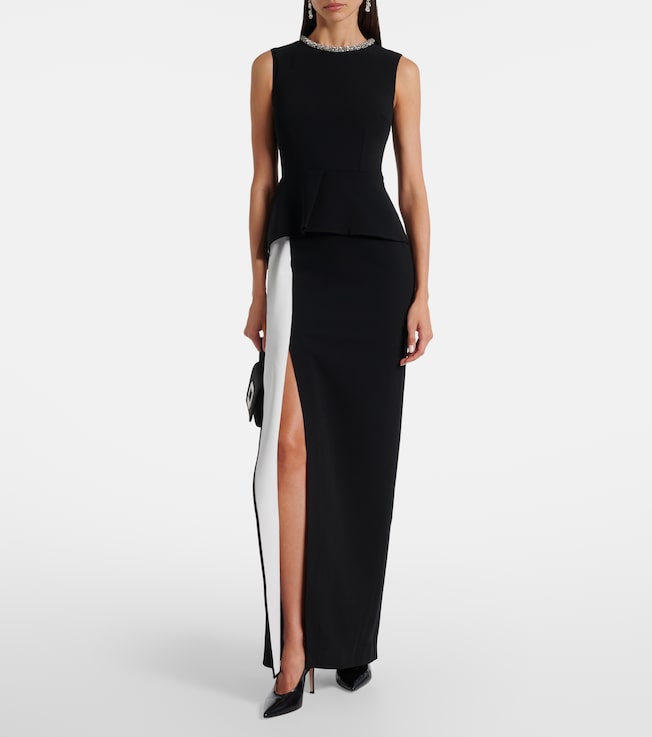 Roland Mouret Embellished peplum satin crêpe gown