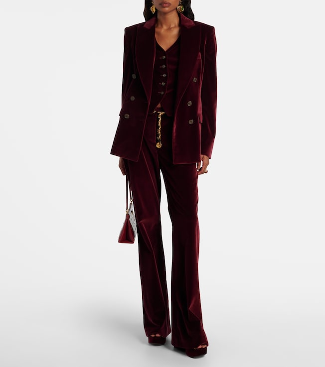 Etro Mid-rise cotton velvet flared pants
