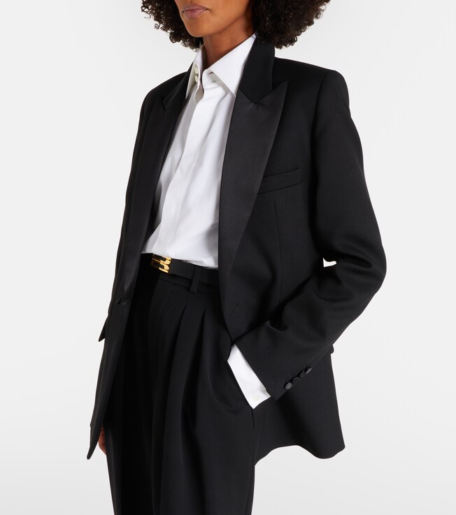 Victoria Beckham Victoria Beckham Belted satin-trimmed blazer
