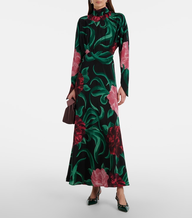 La DoubleJ Gilda floral silk midi dress