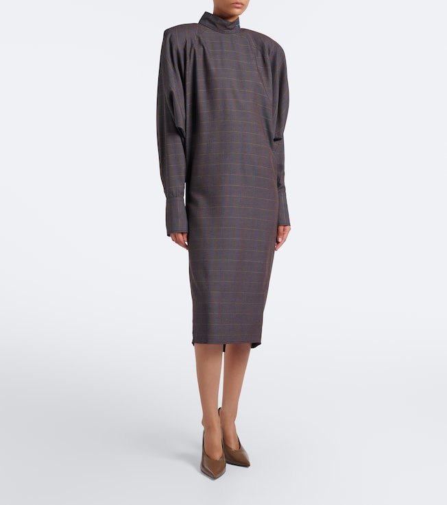 Mugler Checked draped midi dress