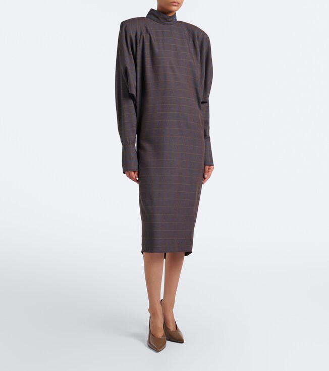 Mugler Mugler Checked draped midi dress