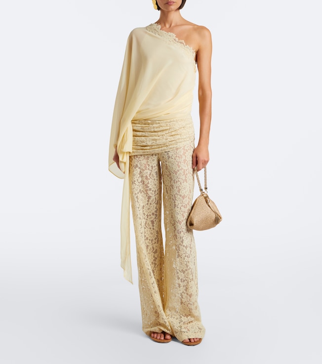 DE LA VALI Rocio cotton-blend lace wide-leg pants
