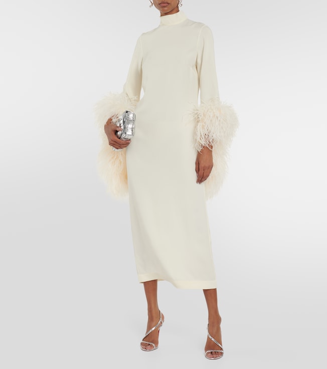 Taller Marmo Del Rio feather-trimmed midi dress