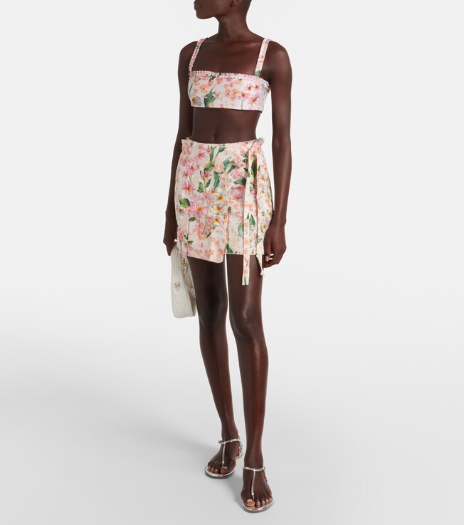 Agua by Agua Bendita Luna Jardinera floral miniskirt