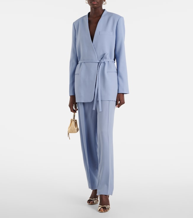 JOSEPH Bucklel wool crêpe wide-leg pants