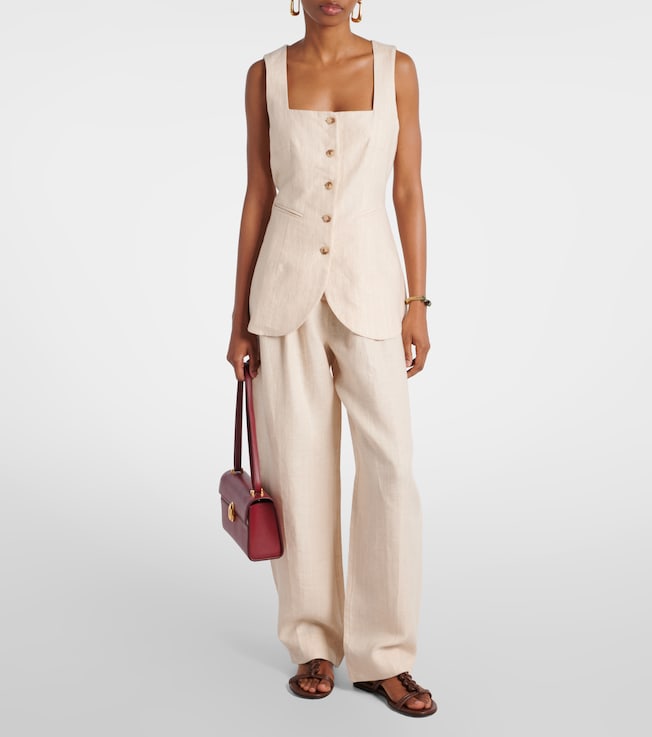 POSSE Lucille pinstripe linen vest