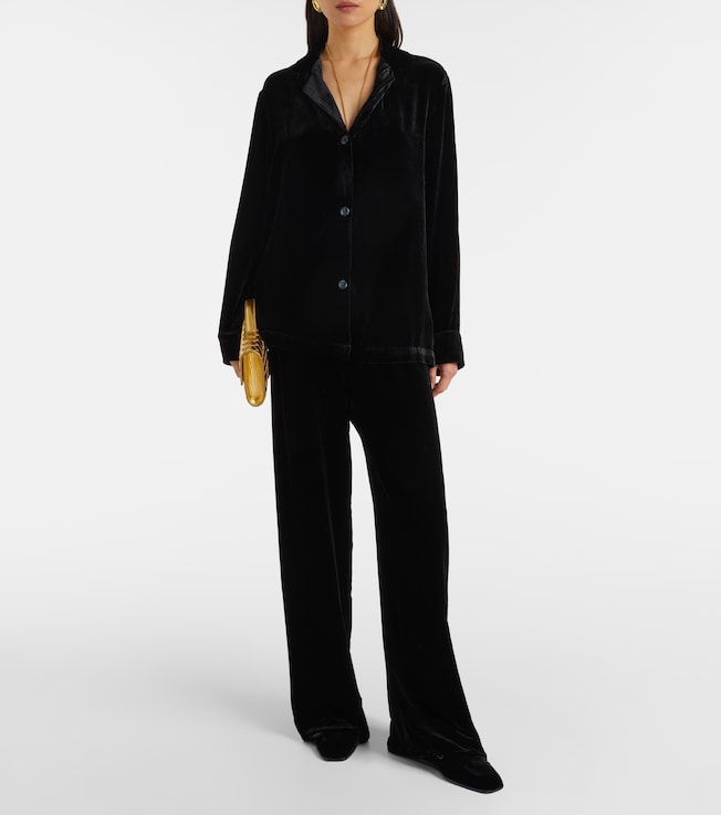 Asceno Austin velvet wide-leg pants