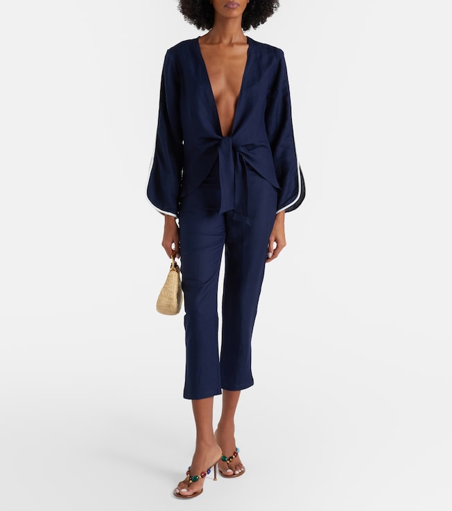 Adriana Degreas Linen-blend capri pants