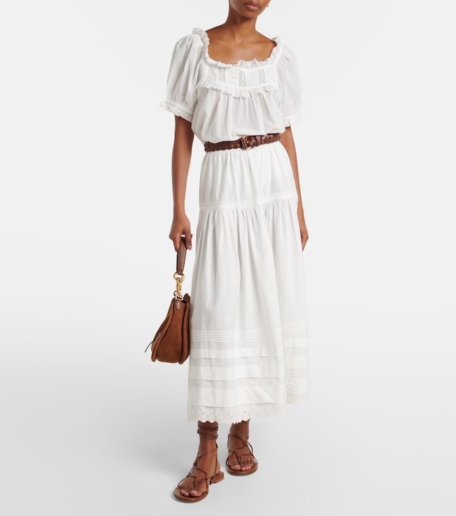 Dôen Frances lace-trimmed cotton-blend top