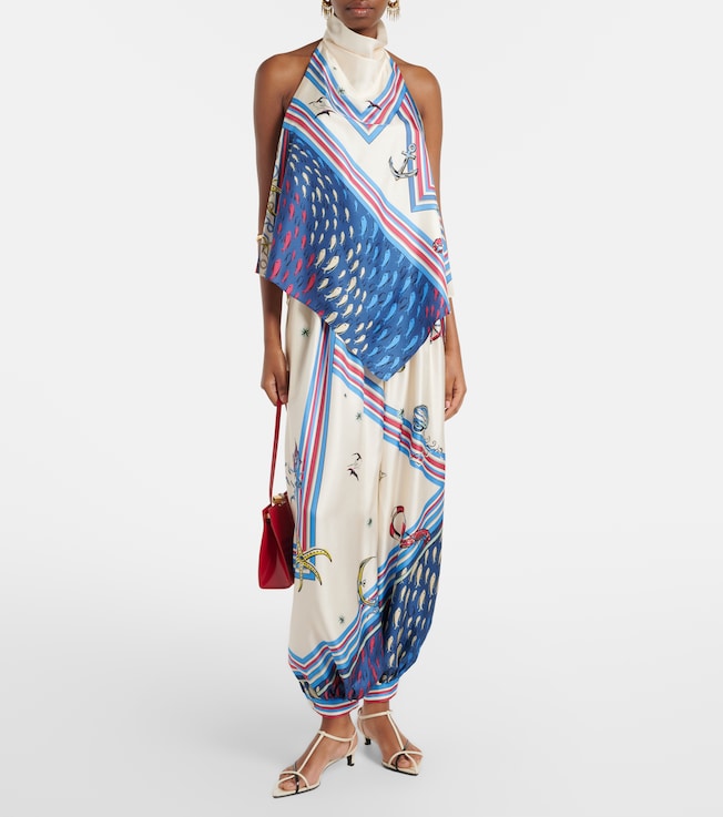 Alémais Apollo printed silk satin top