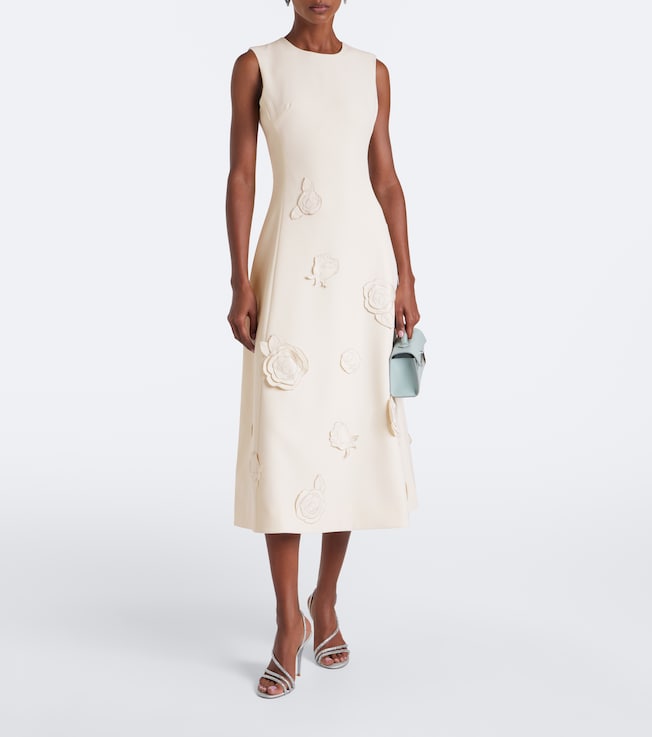 LEO LIN Floral-appliqué midi dress