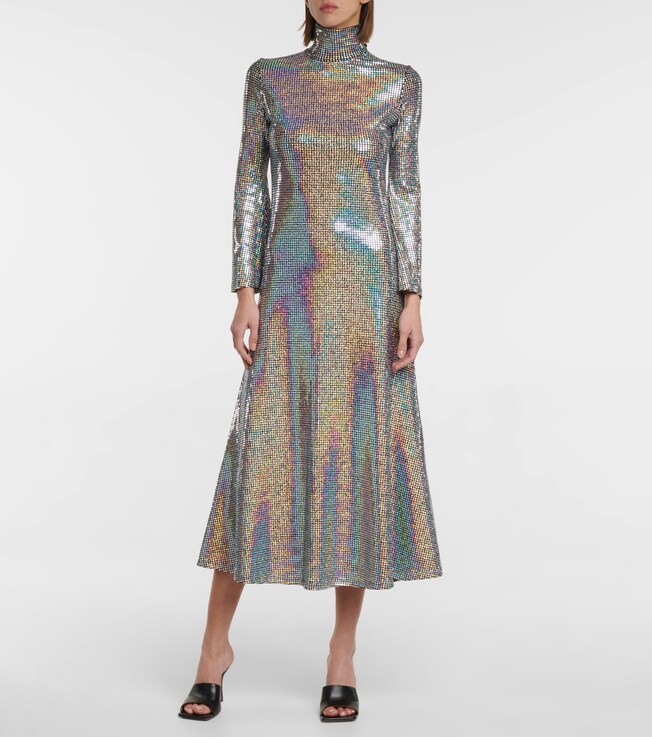 Dodo Bar Or Amaliya iridescent mockneck midi dress